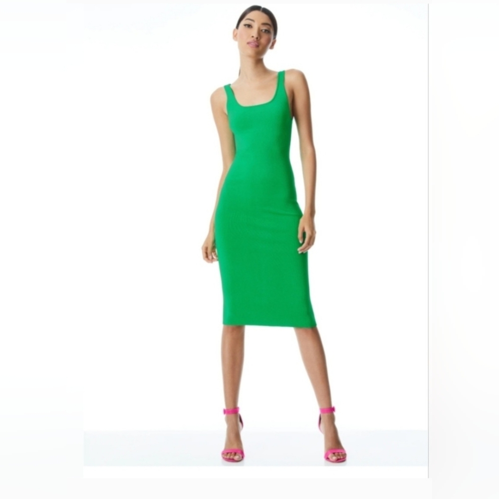alice + olivia darian green midi dress Size Meduim - Picture 5 of 16